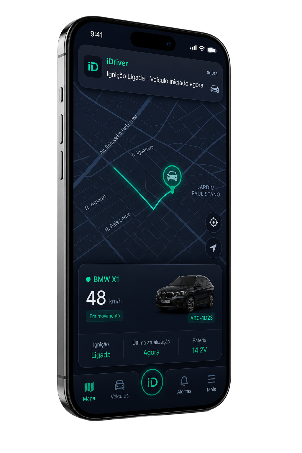 Aplicativo iDriver Rastreamento no celular